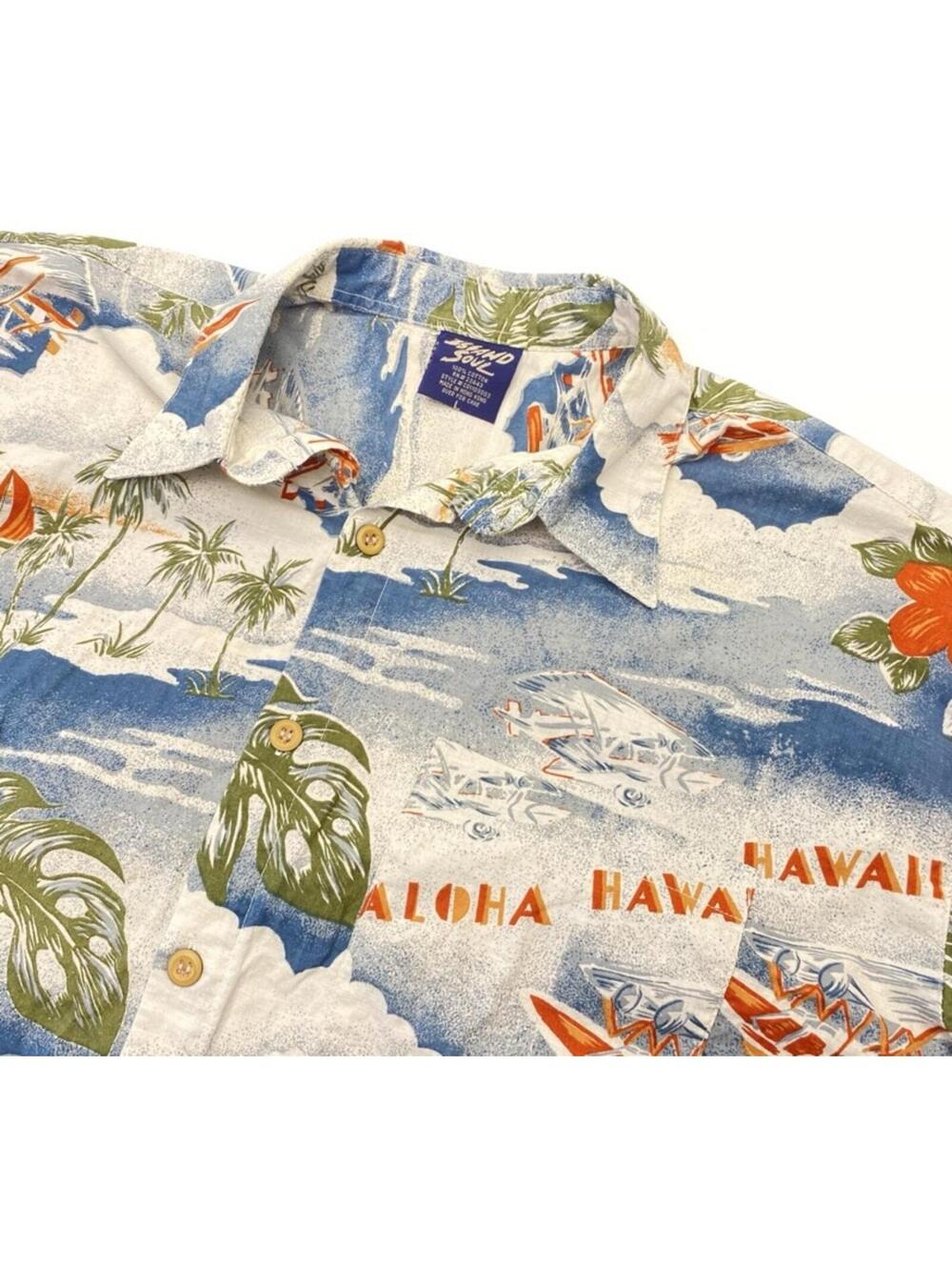 Island Soul Hawaiian Shirt Mens Large Tropical Short Sleeve Button Cotton 9918